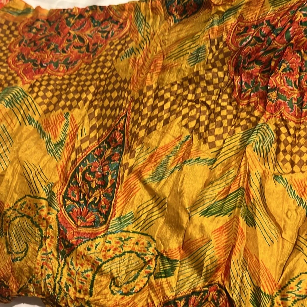 Green Sewn kimono, orange/gold/green, beautiful crepe size “2” 75% recycled silk - Picture 6 of 7